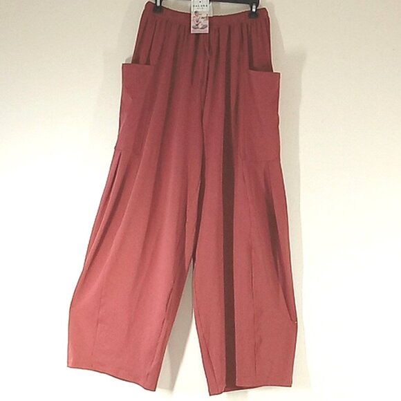 HALARA Pants - NWT LADIES SIZE XL HALARA LIGHT ROSE RED CARGO POCKET ELASTIC WAIST PANTS